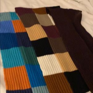 3 Color Block Knit Scarves